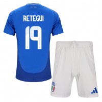 Italy Mateo Retegui #19 Replica Home Minikit Euro 2024 Short Sleeve (+ pants)